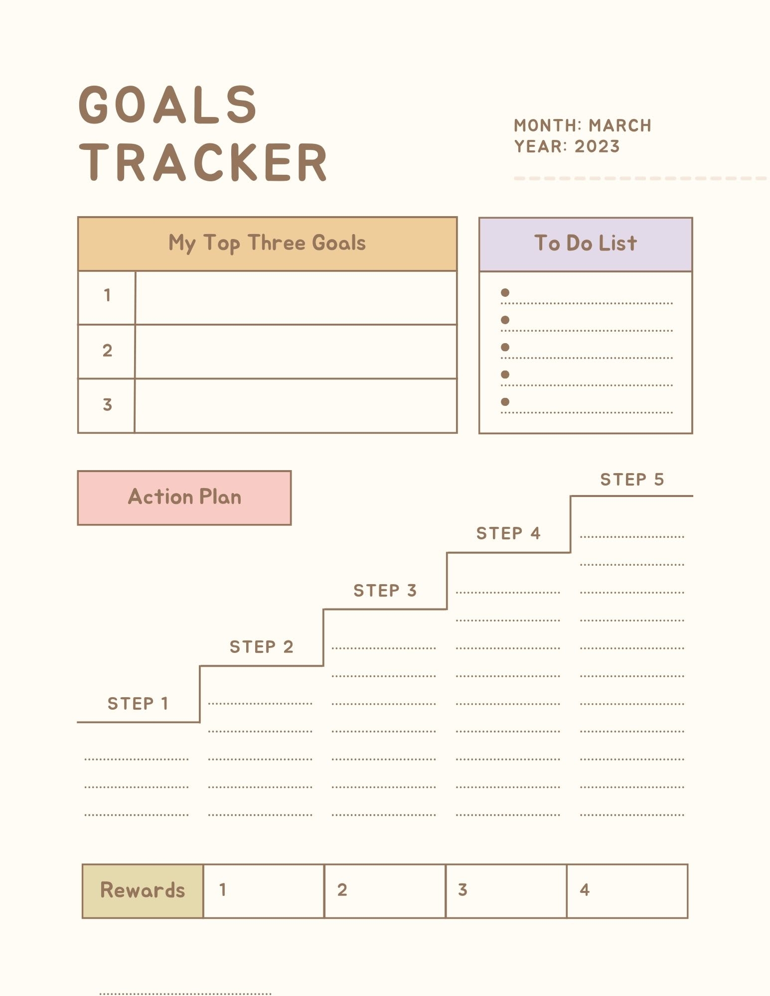 free printable goal setting worksheets