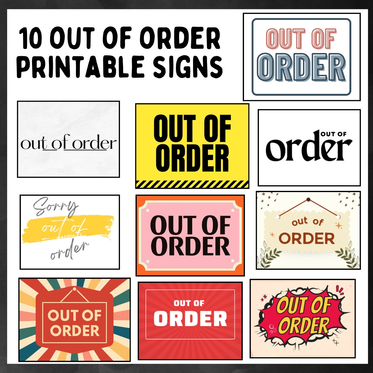printable out of order signs