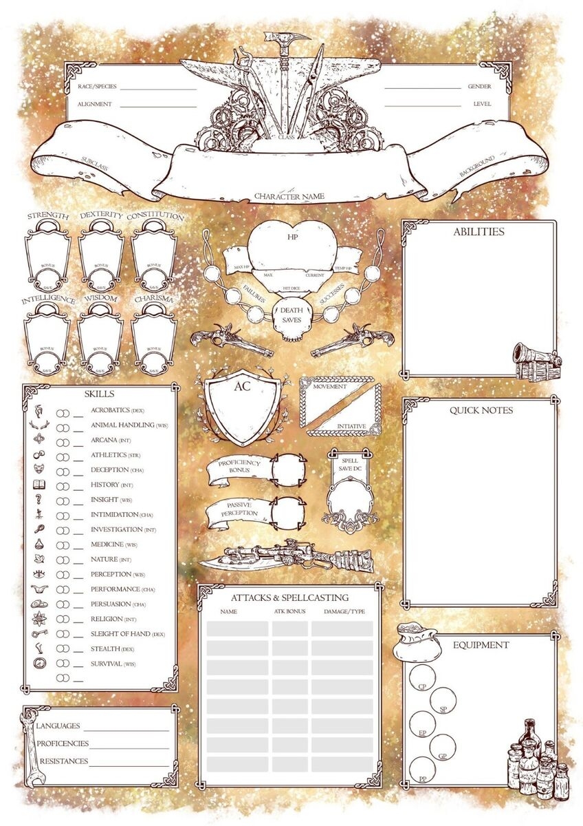 d&d character sheets printable