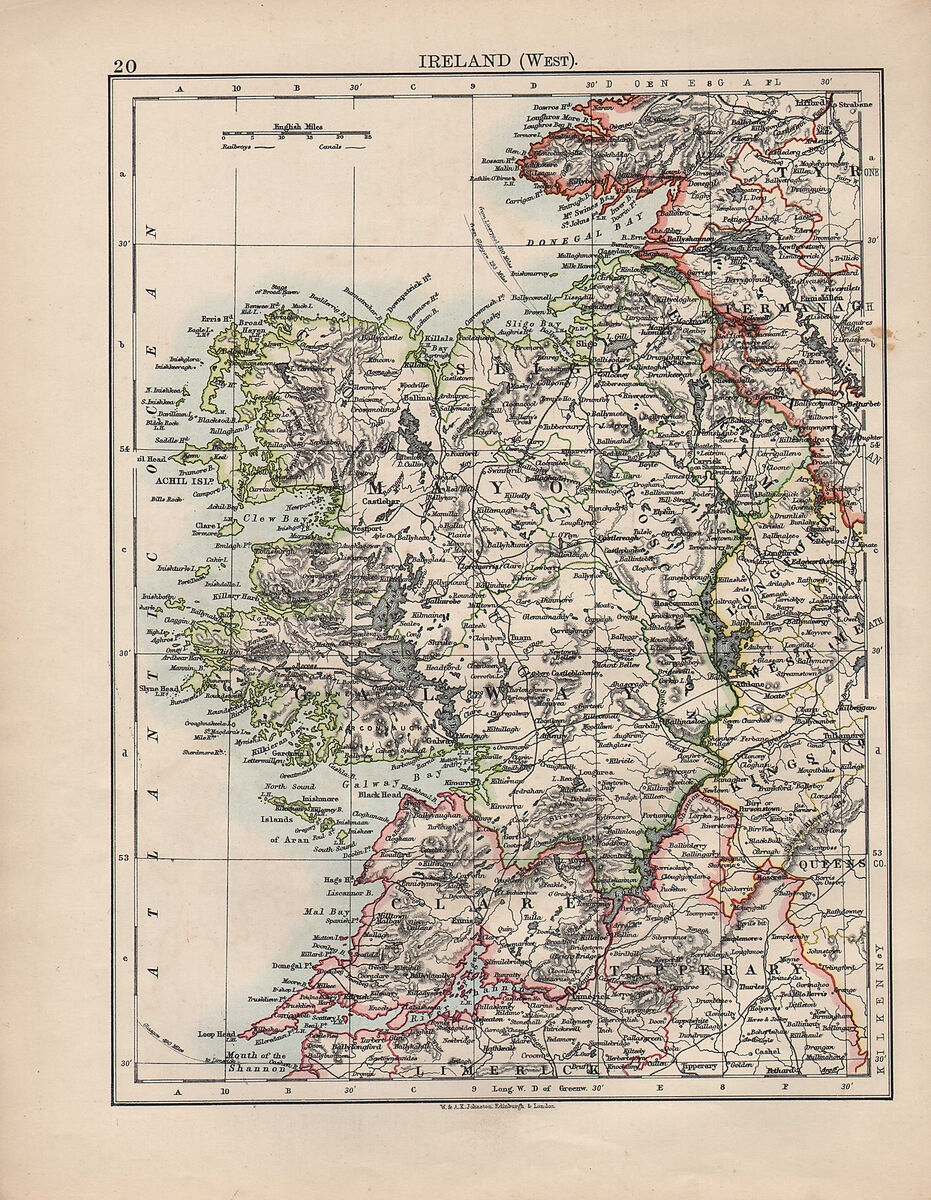1901 VICTORIAN MAP IRELAND WEST MAYO GALWAY CLARE TIPPERARY EBay