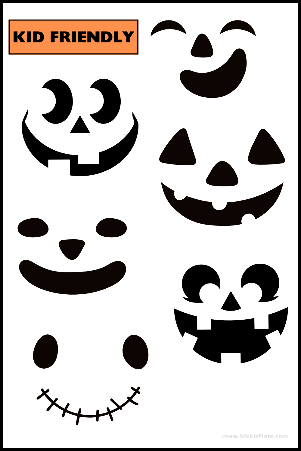 25 FREE Creepy Jack O lantern Faces Printable Stencils NP