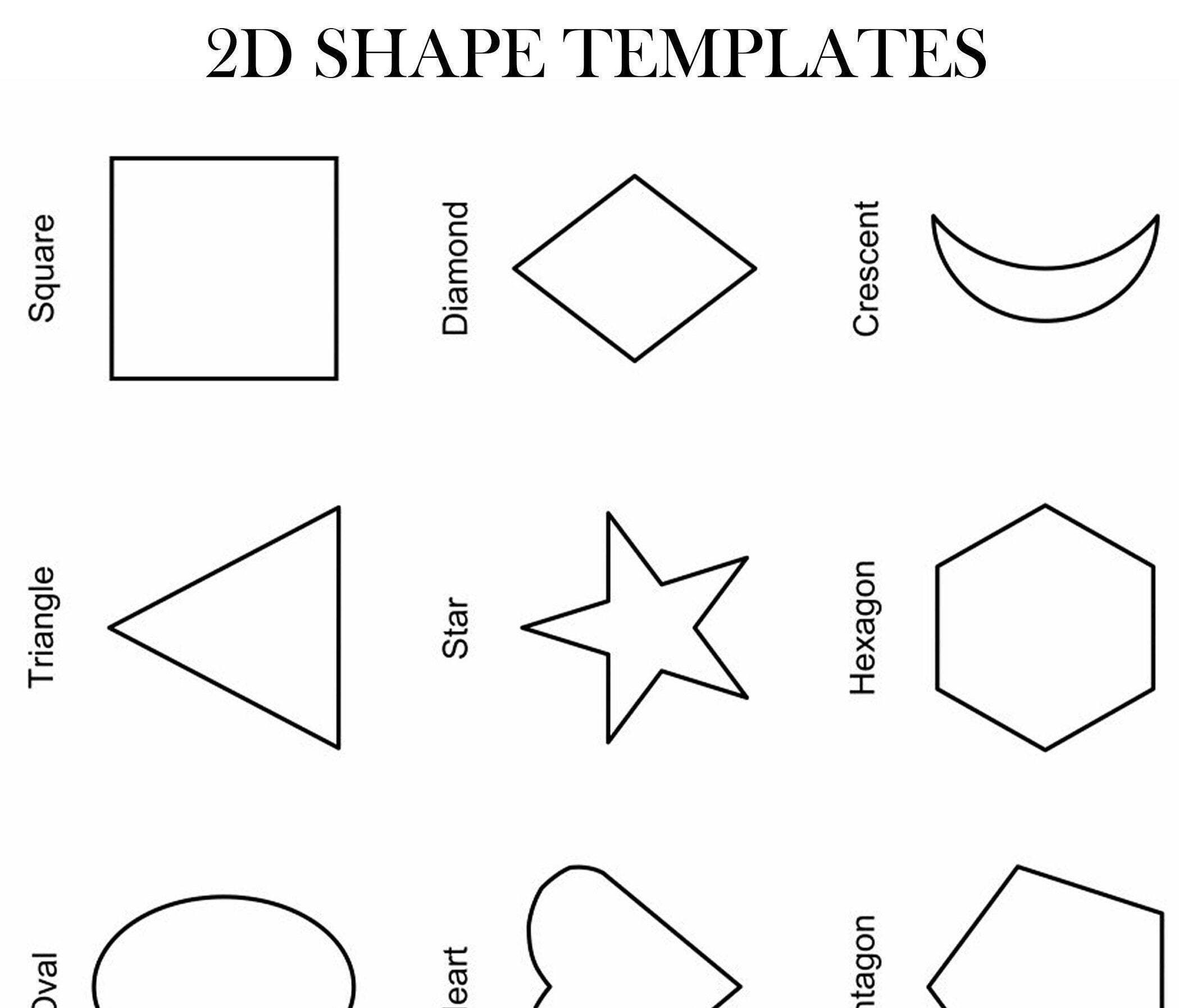 2D Shapes To Print Shape Templates Colour In Kids Arts And Crafts Jpg A4 Template Download Etsy
