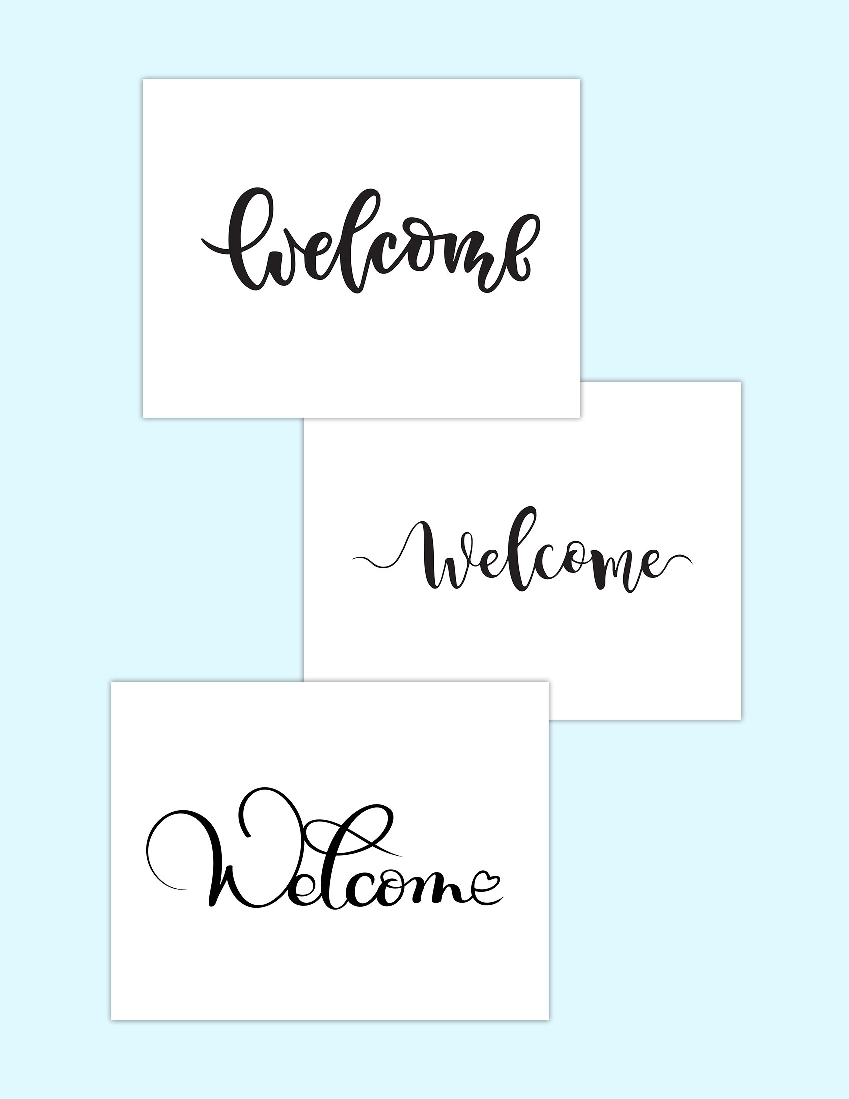 3 Free Printable Welcome Calligraphy Signs