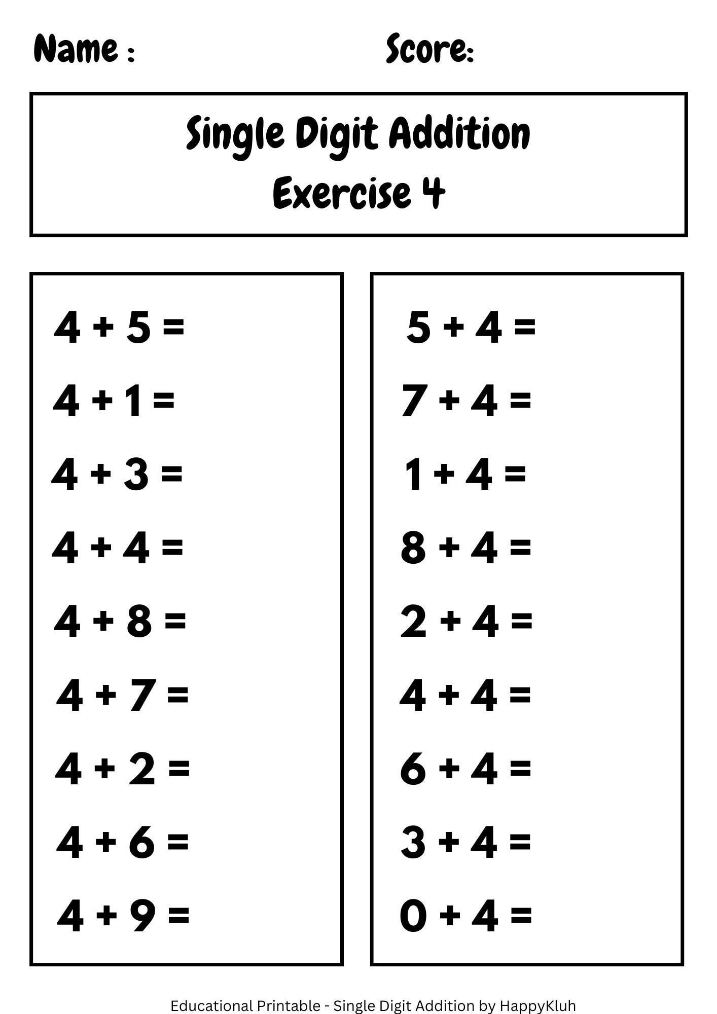 addition worksheets printable