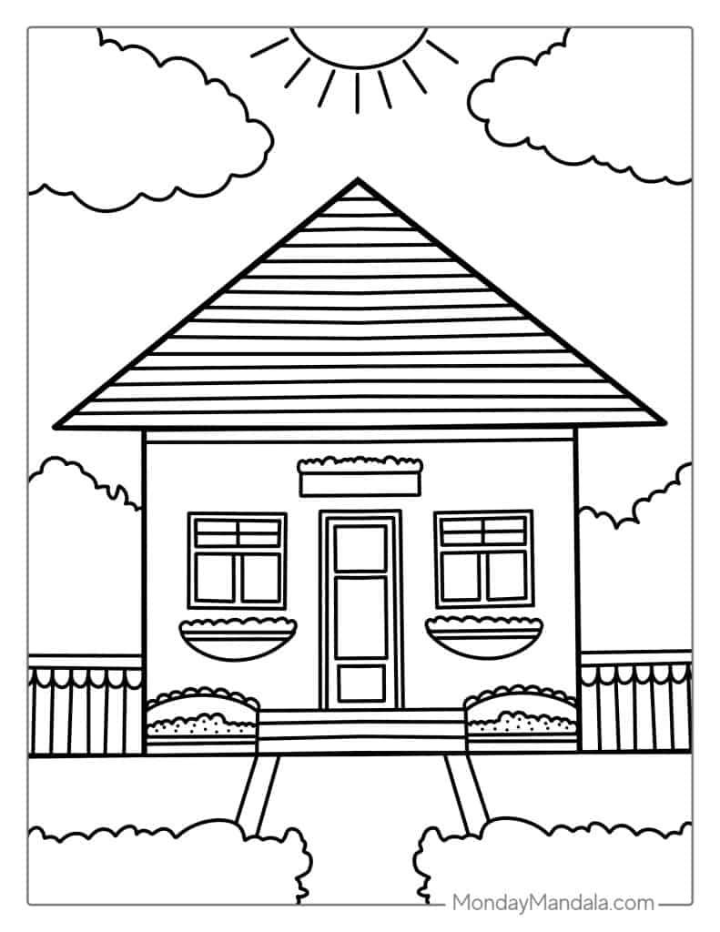 printable house coloring sheet