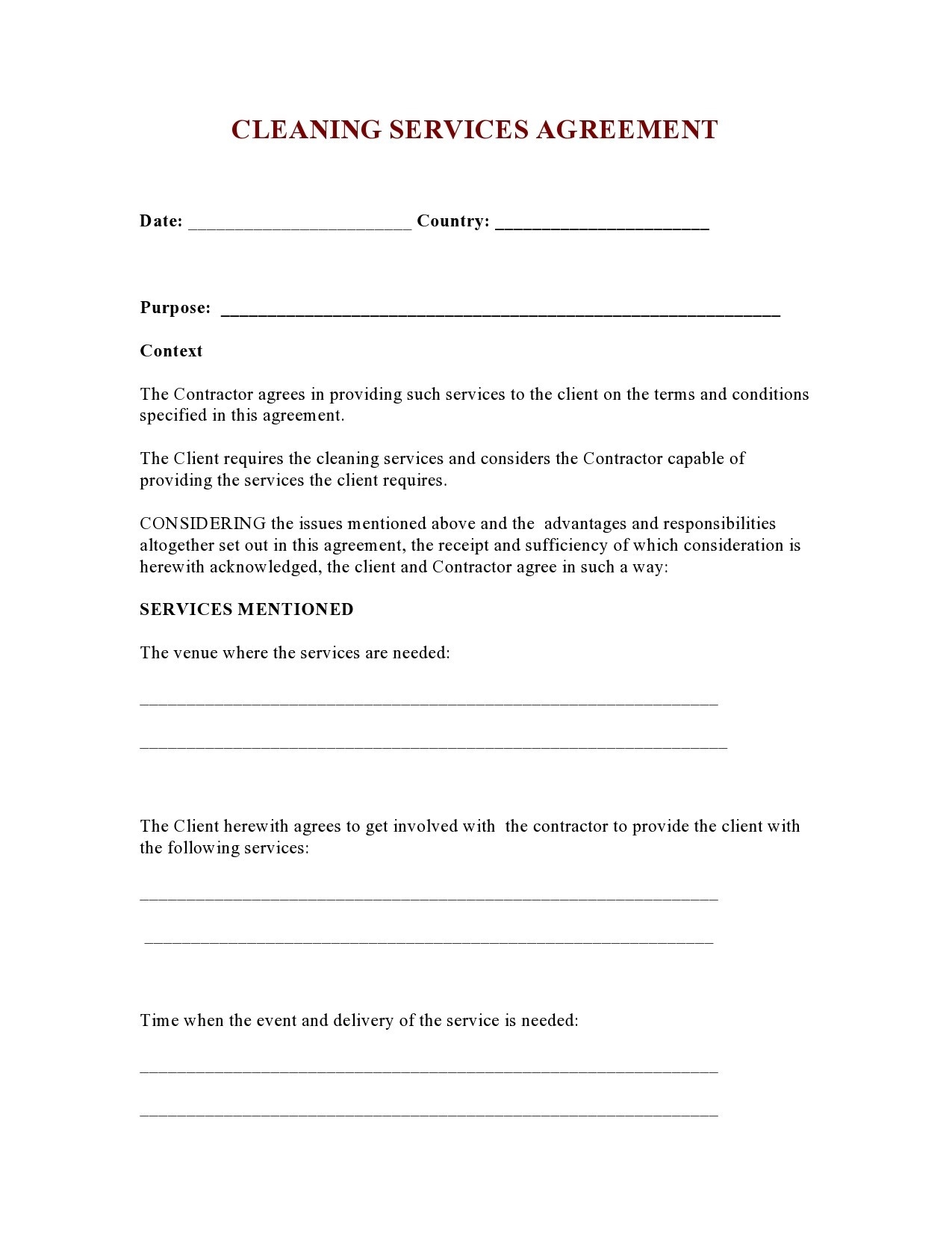 printable free cleaning proposal template