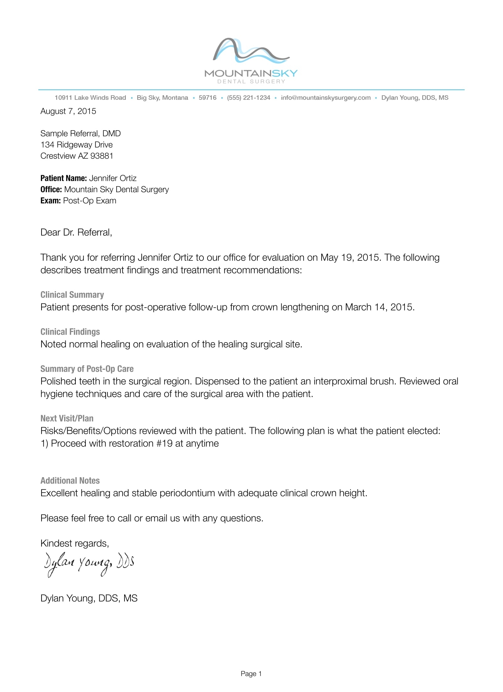 printable dental clinical notes template