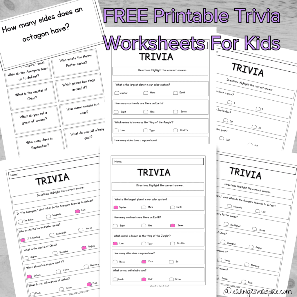 trivia worksheets printable trivia worksheets printable