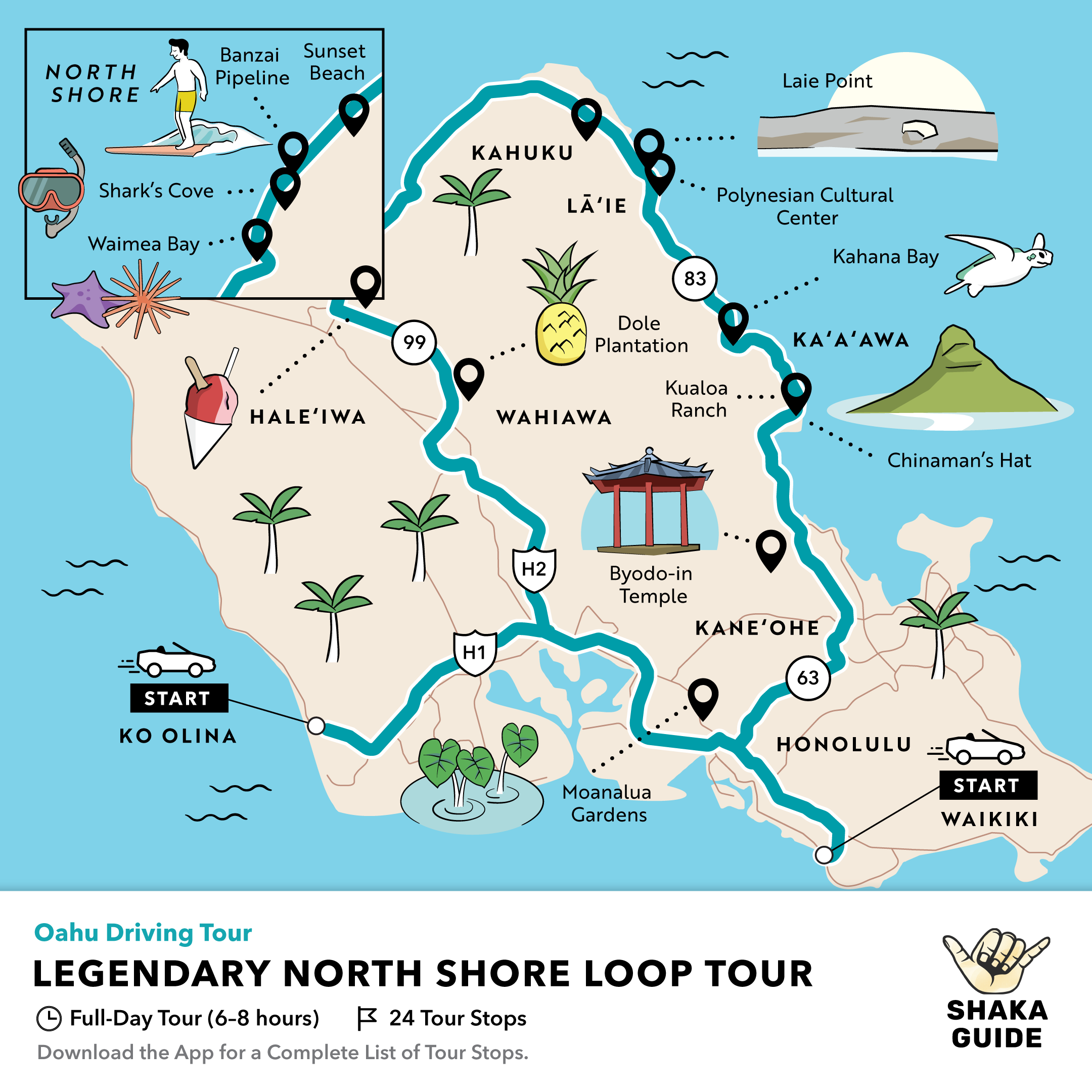 map of oahu printable