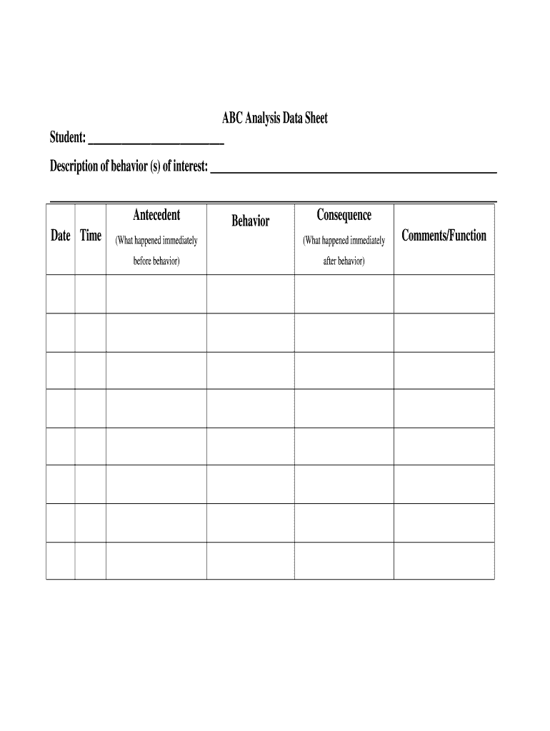 ABC Analysis Data Sheet Form Fill Online Printable Fillable Blank PdfFiller