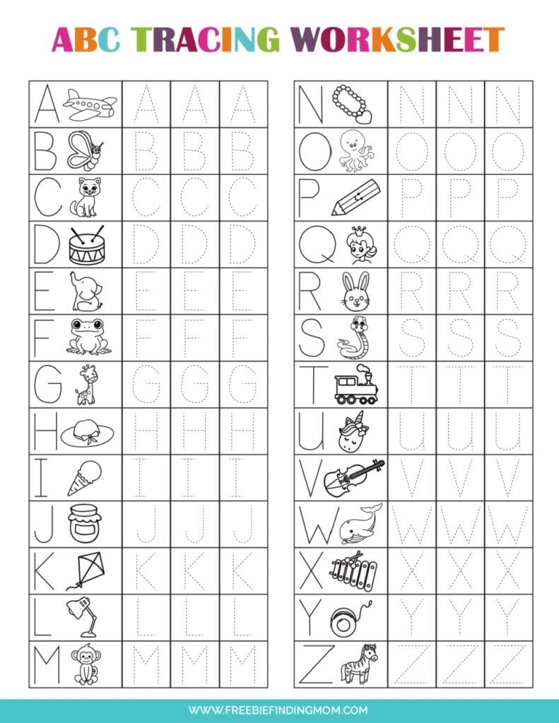 free printable abc tracing sheets