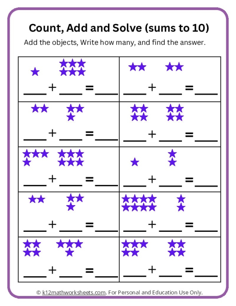 printable adding sheets