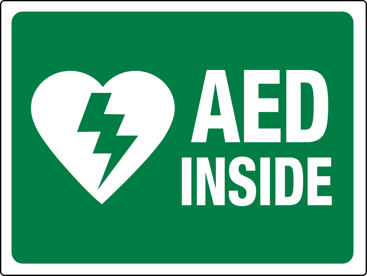 AED Inside Green And White Large PHS Safety