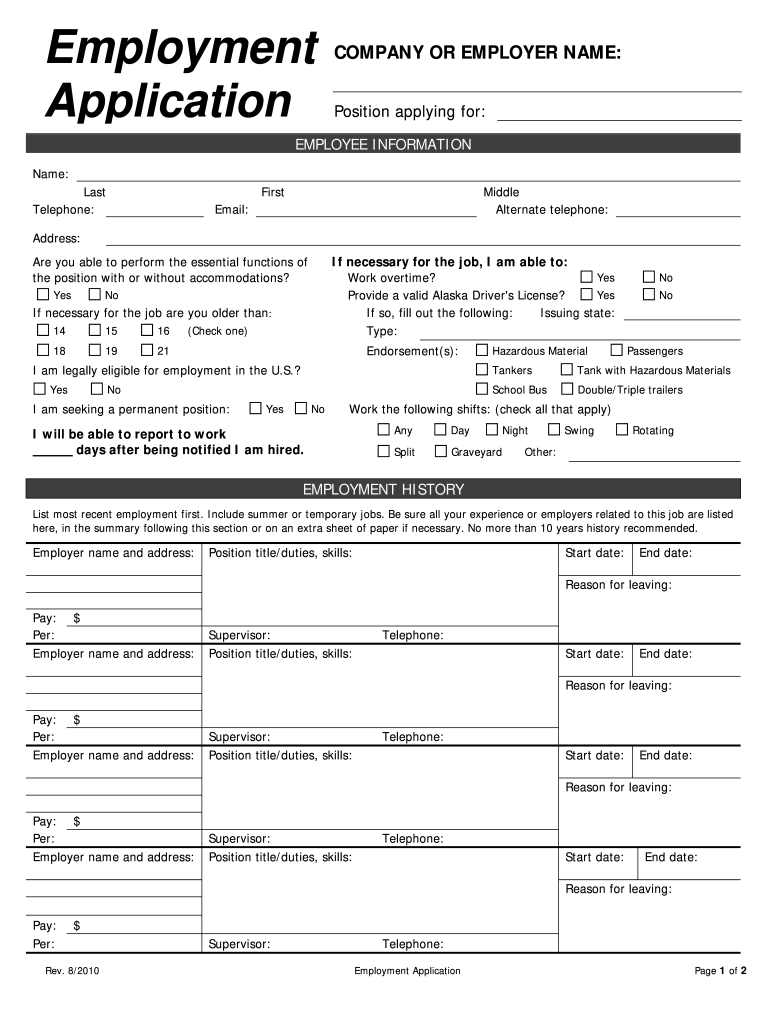 AK Employment Application Form Fill Online Printable Fillable Blank PdfFiller