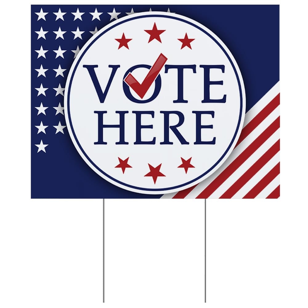 Amazon Anderson s Vote Here With Check Mark Yard Sign 18 Inches X 14 Inches Lawn D cor Political Signs Patio Lawn Garden