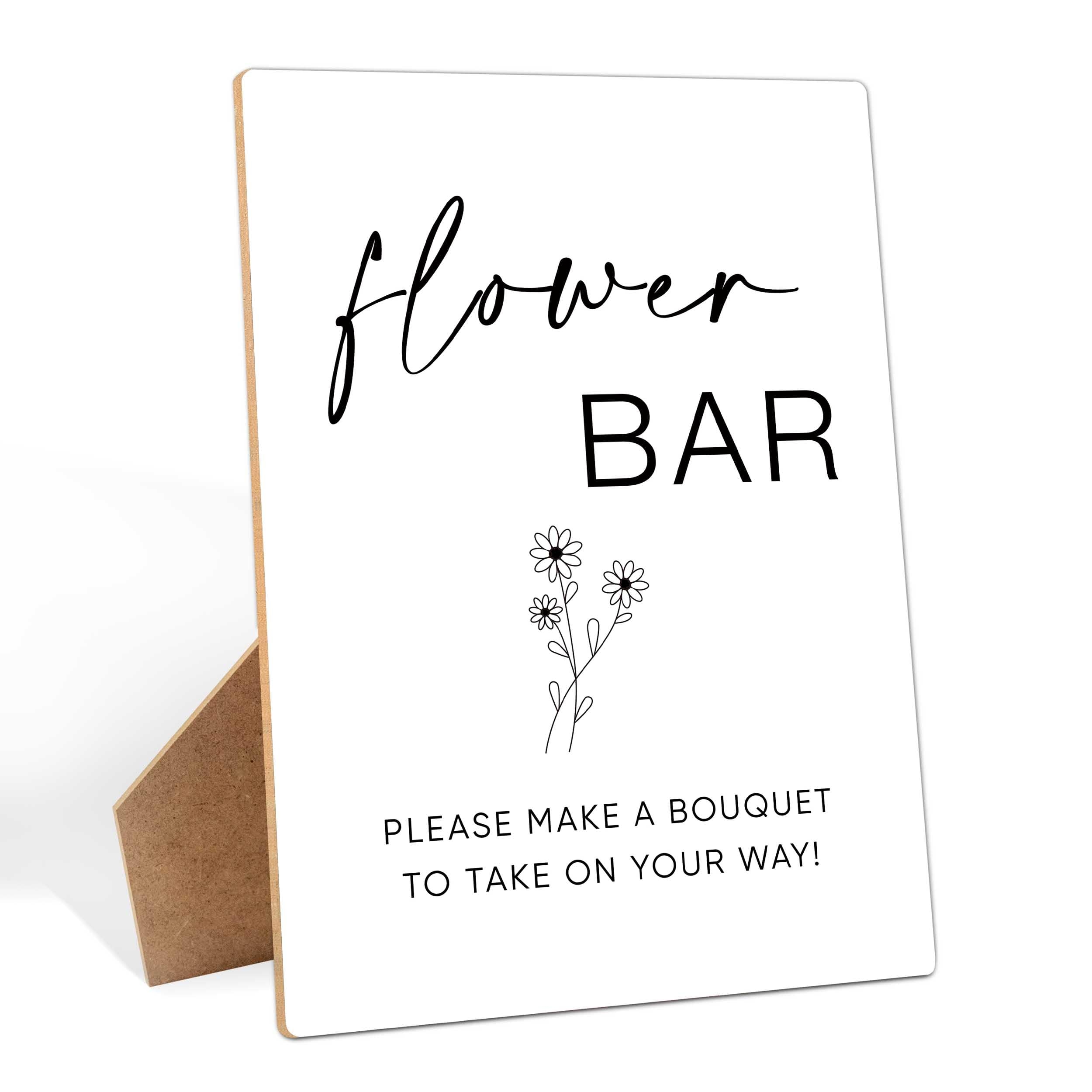 Amazon Flower Bouquet Bar Sign 8 11 Inches Wooden Sign With Stand Minimalist Gender Neutral Tabletop Decor For Baby Shower Bridal Shower Wedding Reception Event Party Favor Supplies 15 Home Kitchen