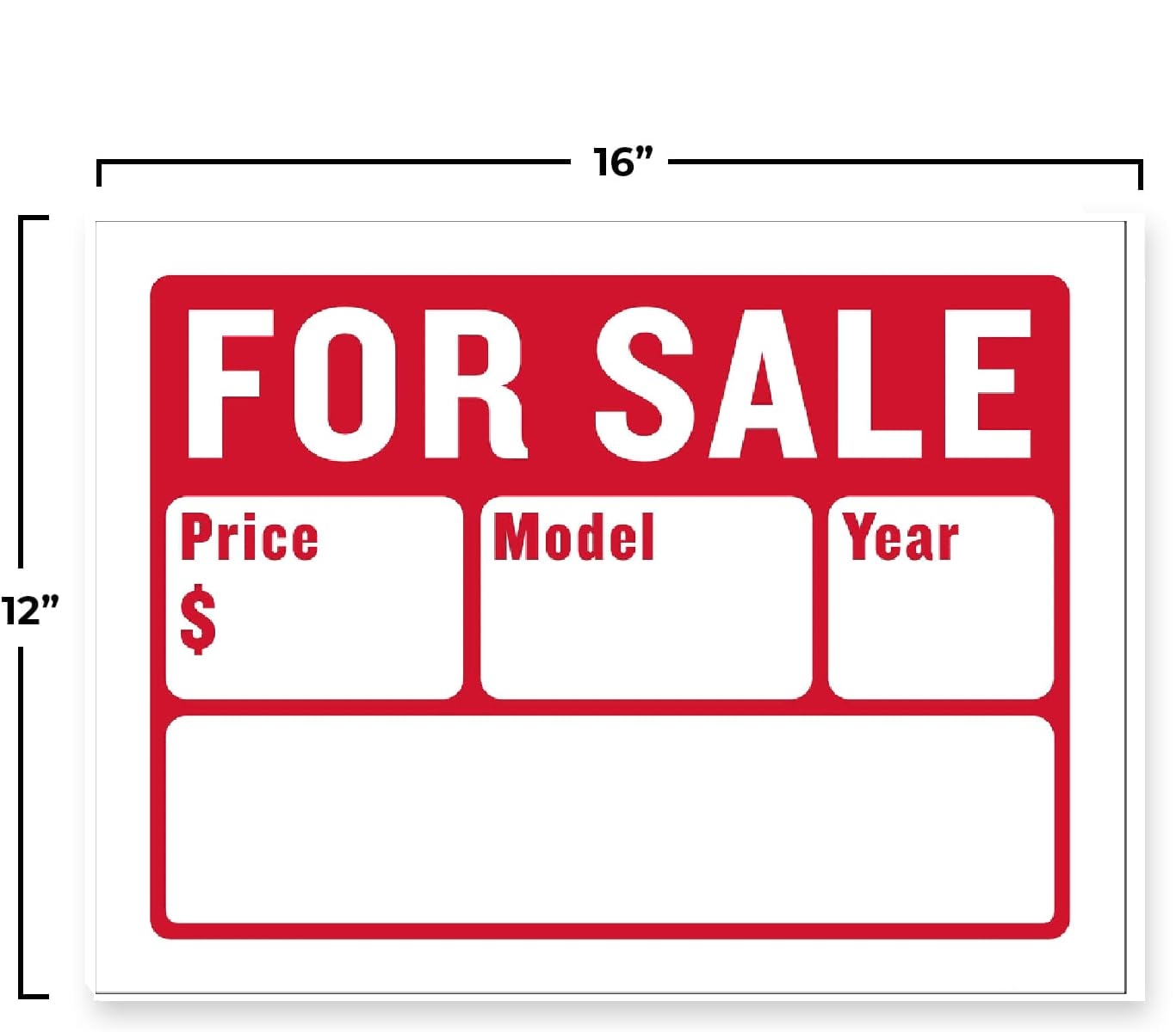 Amazon Large 12 X 16 For Sale Sign For Cars And Auto Sales 2 Pack 2 Line Design For Easy to Read Vehicle Information Office Products