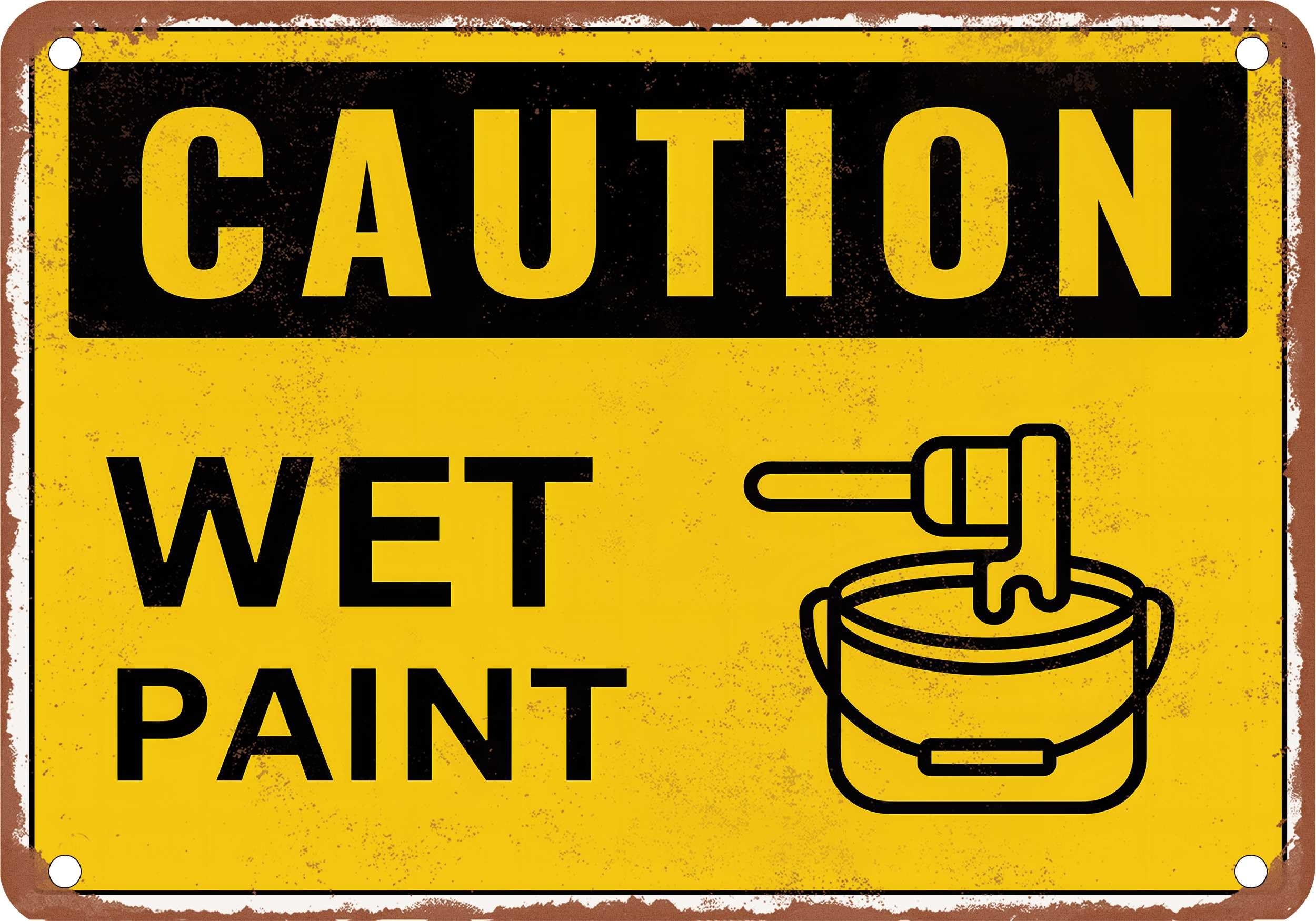 Amazon METAL SIGN Caution Wet Paint Vintage Rusty Look Home Kitchen