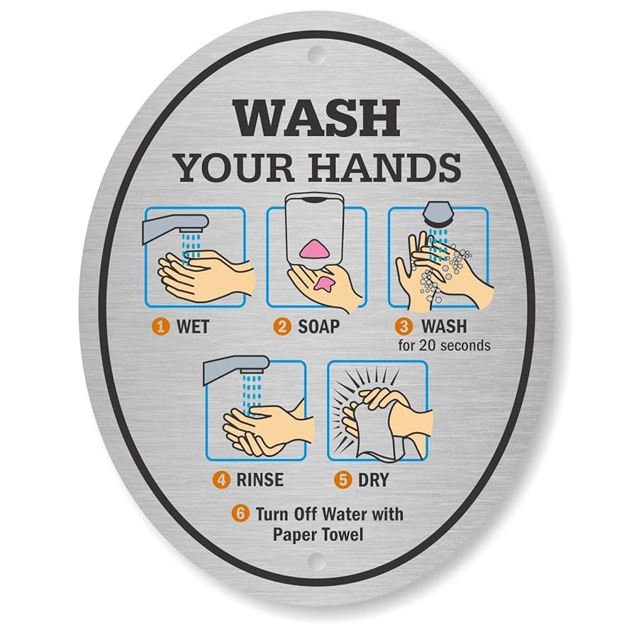 Amazon SmartSign Wash Your Hands Sign Handwashing Instructions 4 X 5 Aluminum Diamond Plate Door Sign Made In USA