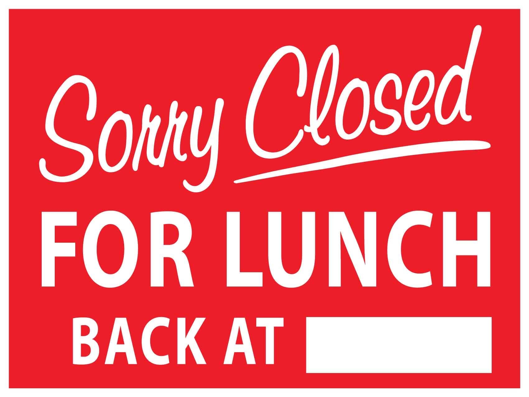 Amazon Sorry Closed For Lunch Back At Sign Metal Tin Sign 8x12 Inches Industrial Scientific