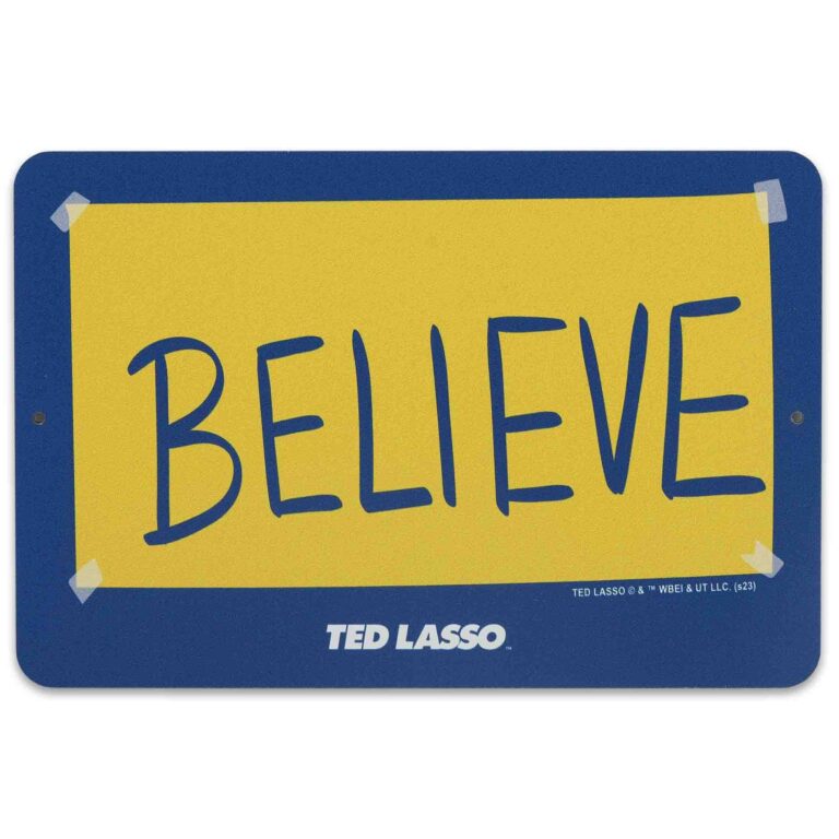 Amazon Ted Lasso Believe Metal Sign Small Ted Lasso Sign For Man Cave Office Or Bedroom Home Kitchen
