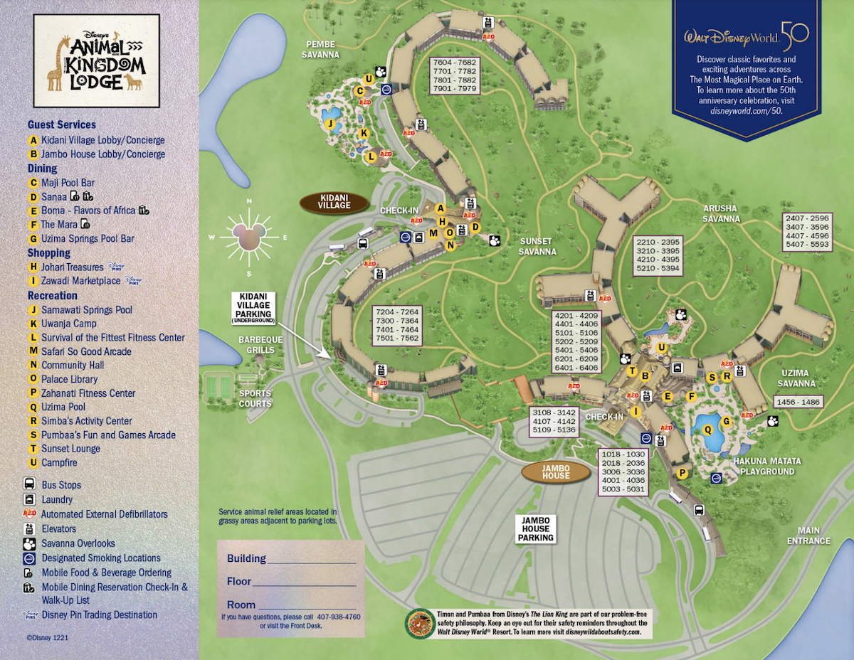 Animal Kingdom Lodge Map At Disney World Printable PDF Mickey Visit Disney News Planning Tips
