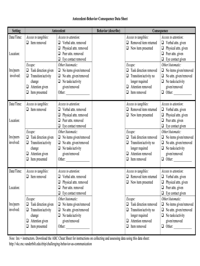 abc data sheets printable