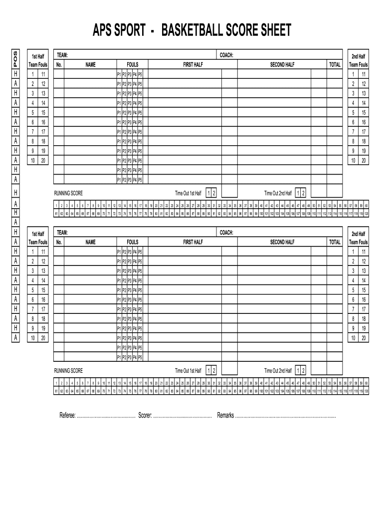 AU APS Sport Basketball Score Sheet Form Fill Online Printable Fillable Blank PdfFiller