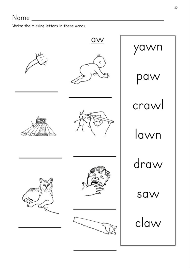 Aw Phonics Worksheets SOUND IT OUT PHONICS