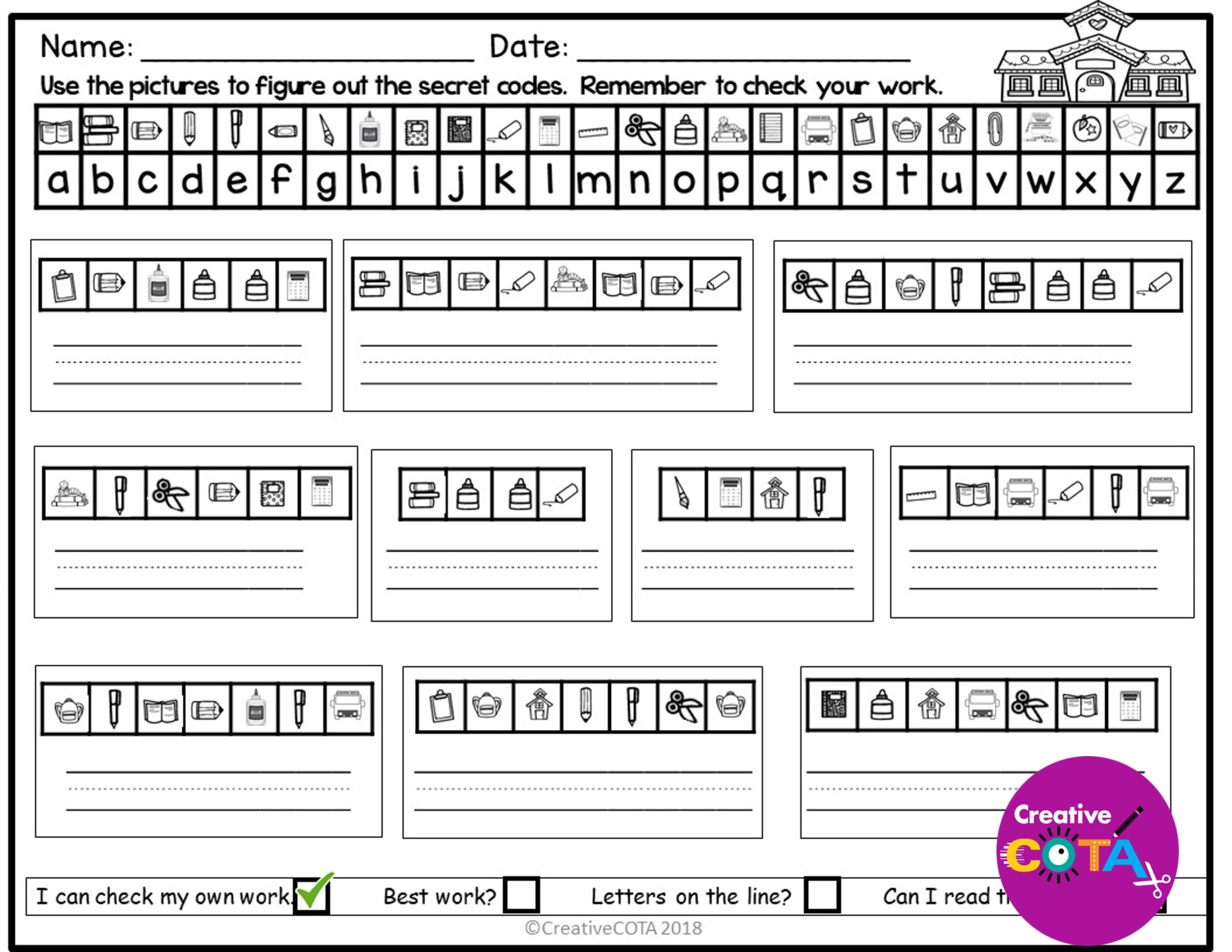 free printable secret code worksheets