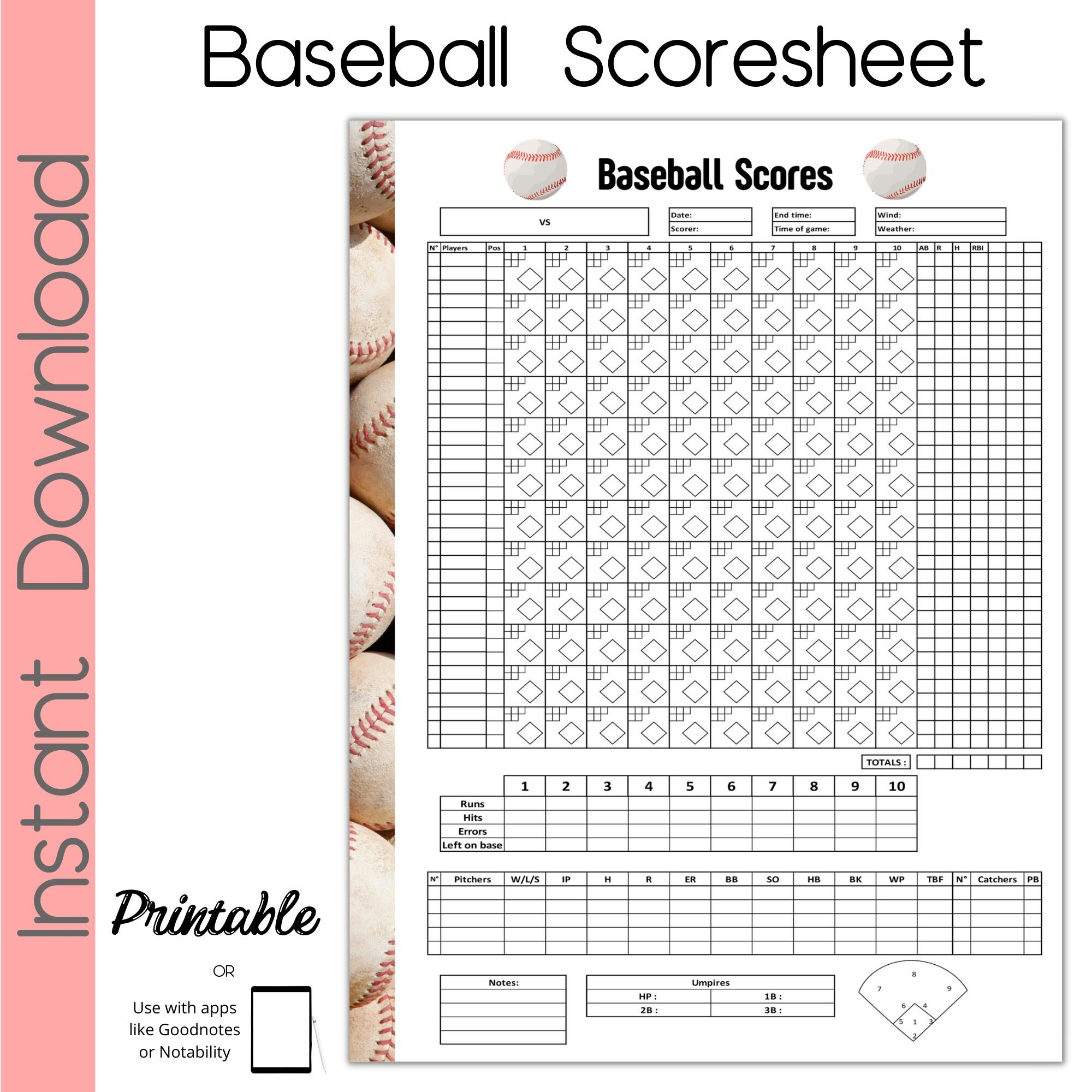 softball score sheet printable