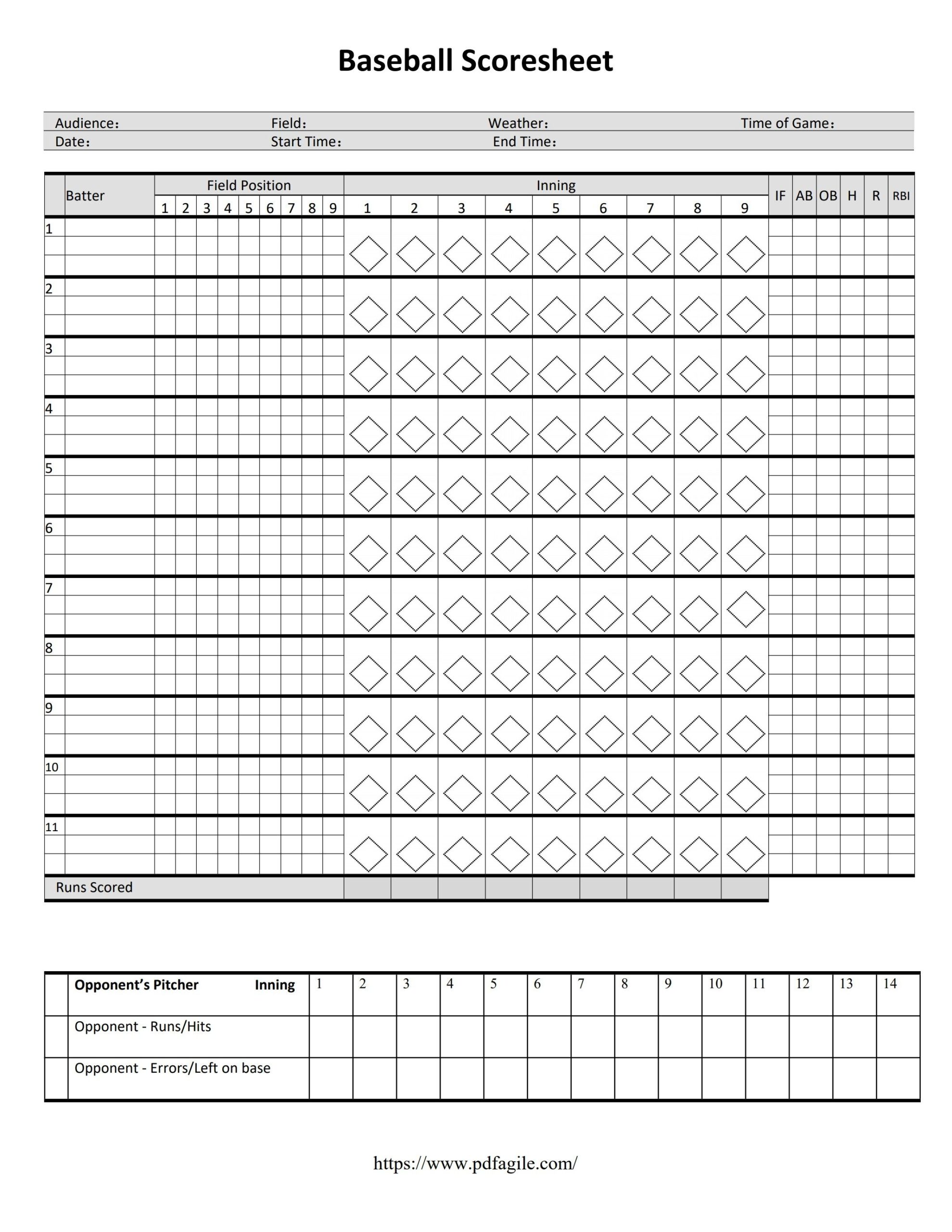 printable baseball scorekeeping sheet