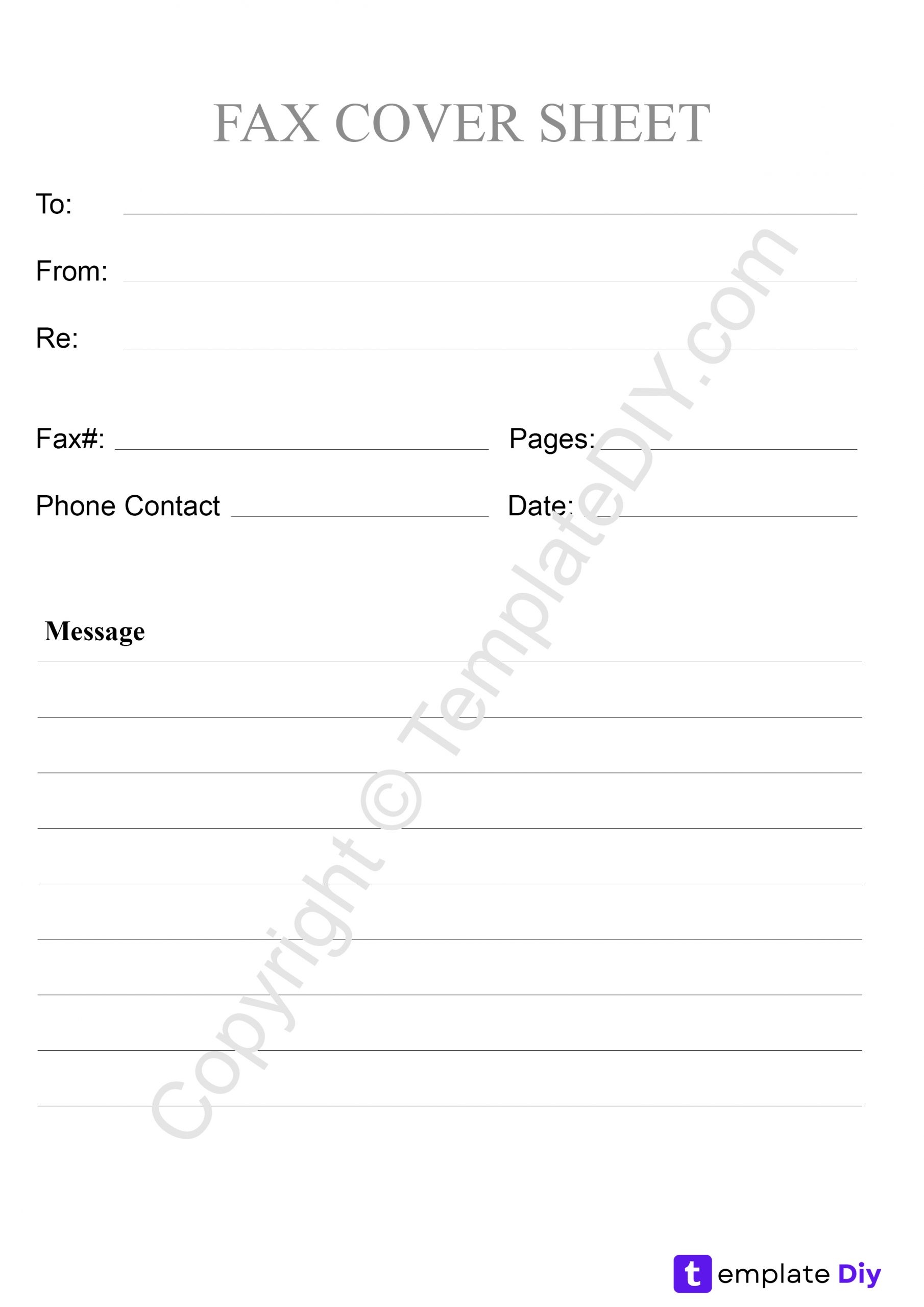 Basic Fax Cover Sheet Template Printable Blank PDF Word
