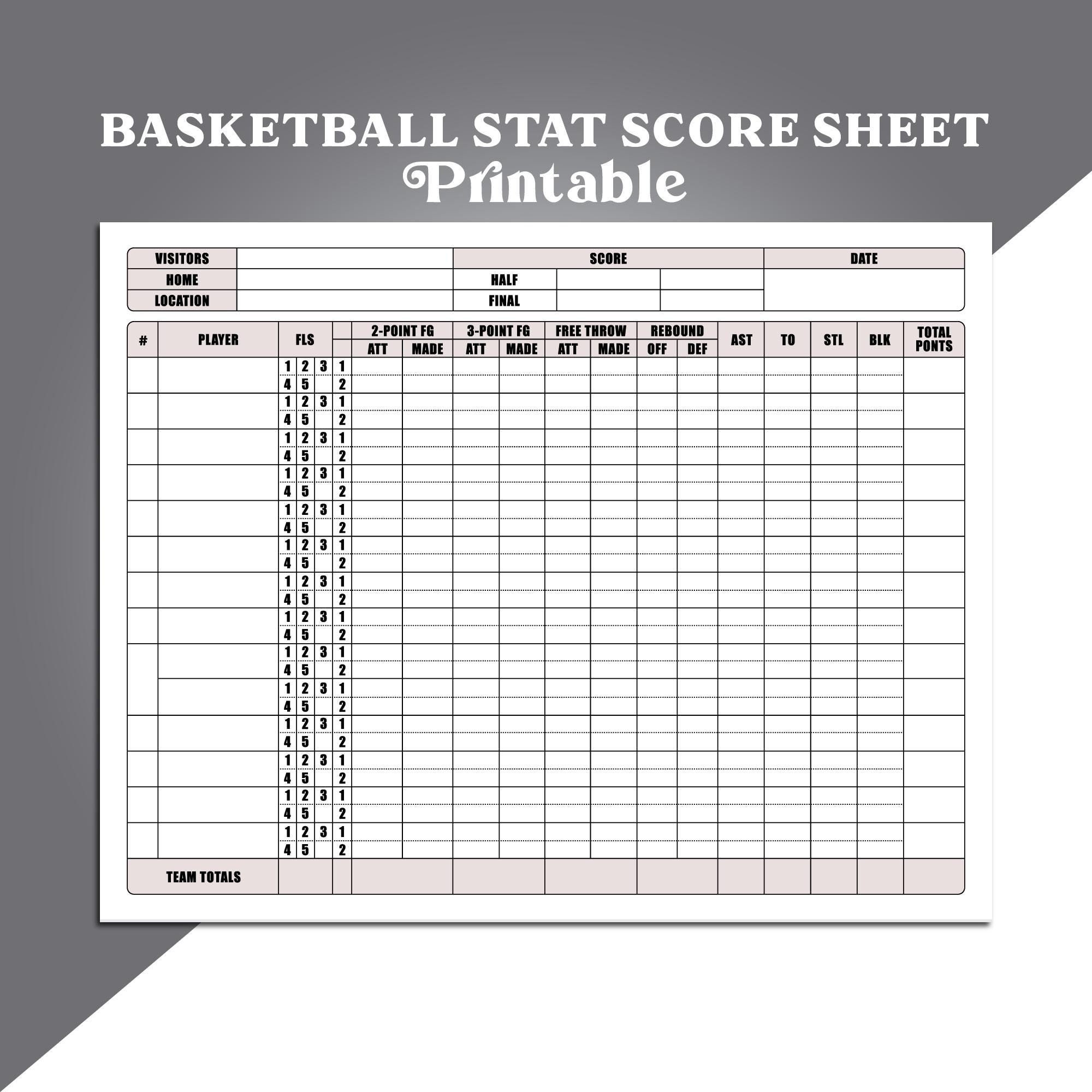 Basketball Statistic Score Sheet Basketball Stat Tracker Player Basketball Stat Score Card Printable Instant Download Perfect For Coach Etsy Israel