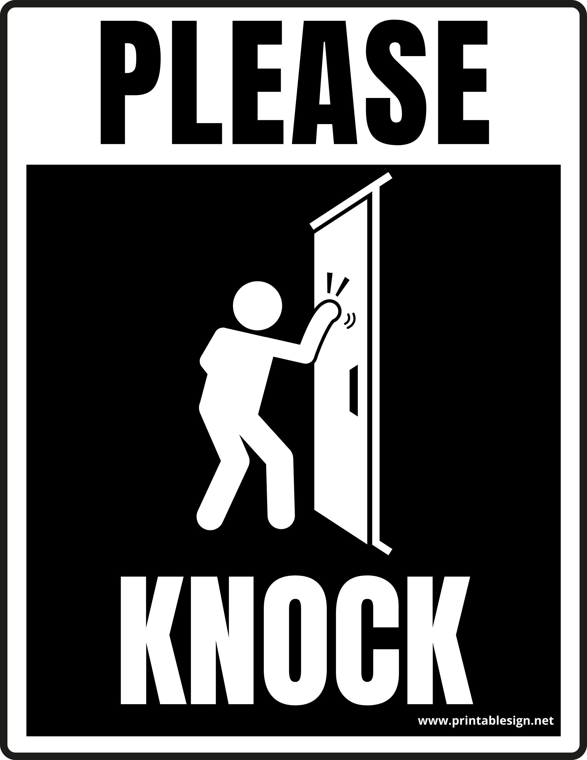 printable please knock sign