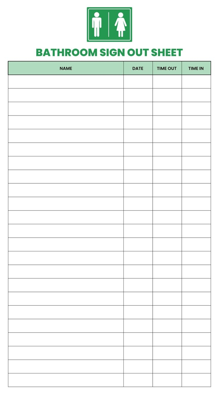 Bathroom Sign Out Sheet 10 Free PDF Printables Printablee