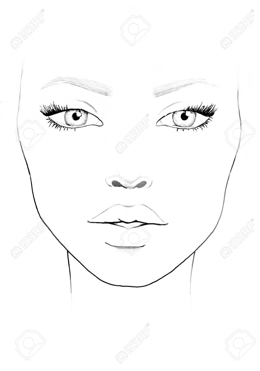 Beautiful Woman Portrait Face Chart Makeup Artist Blank Template Stock Photo Picture And Royalty Free Image Image 115290653 
