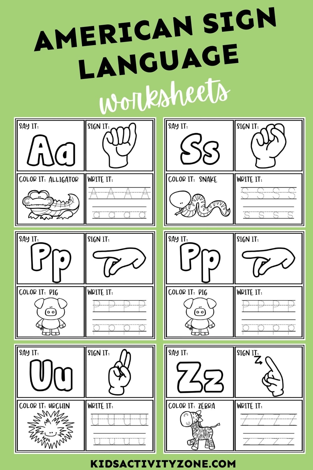 free sign language printables