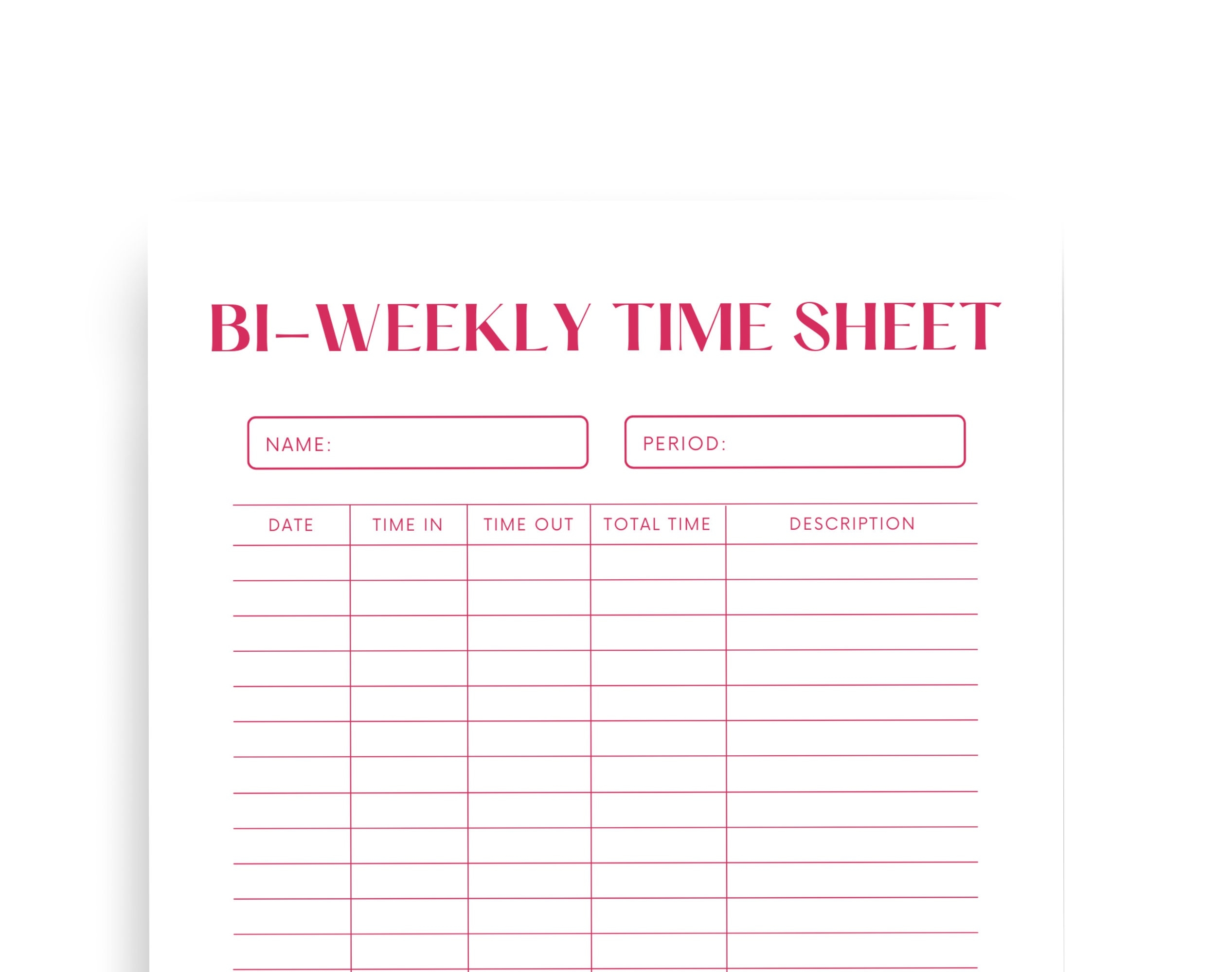 bi weekly time sheets printable