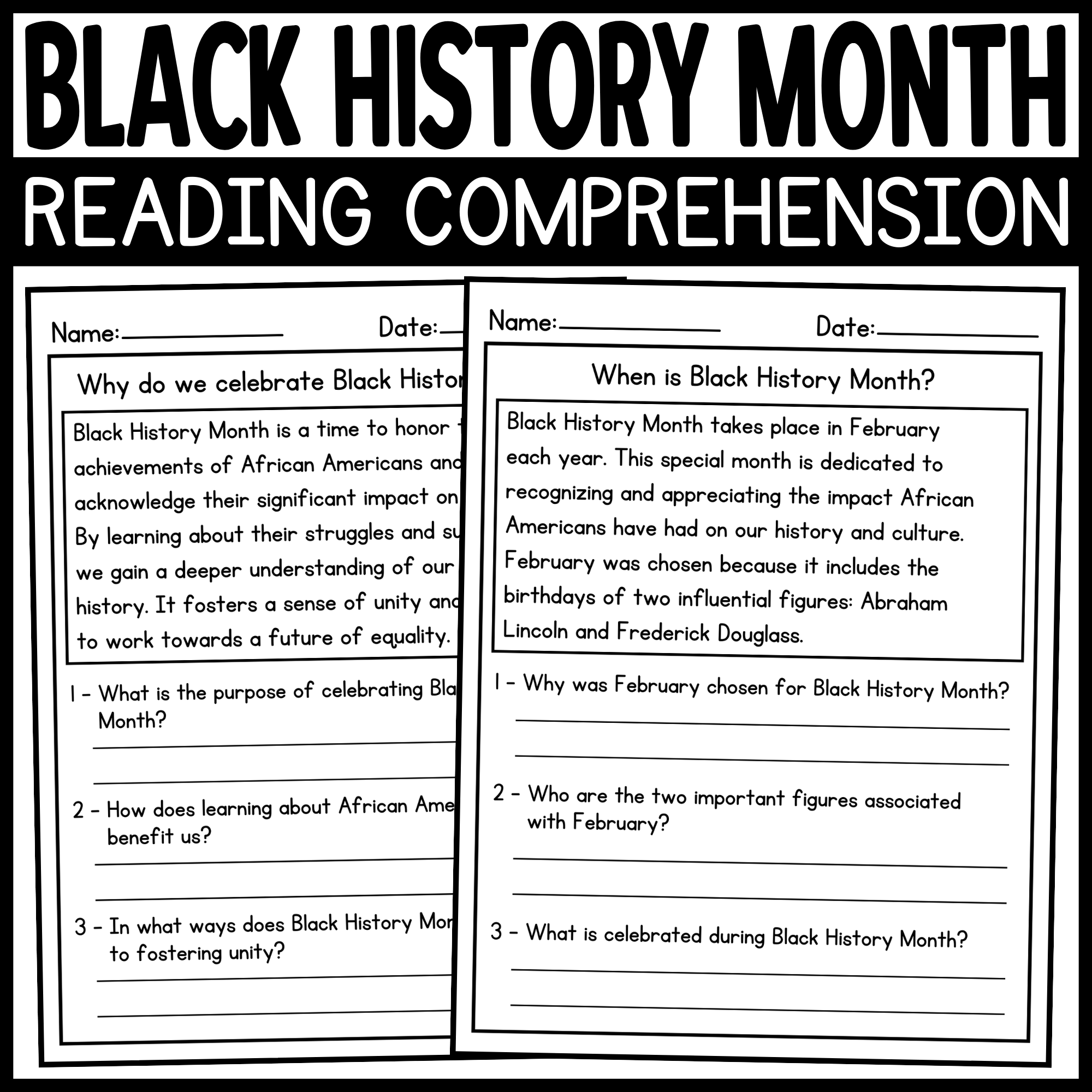 black history month worksheets printable