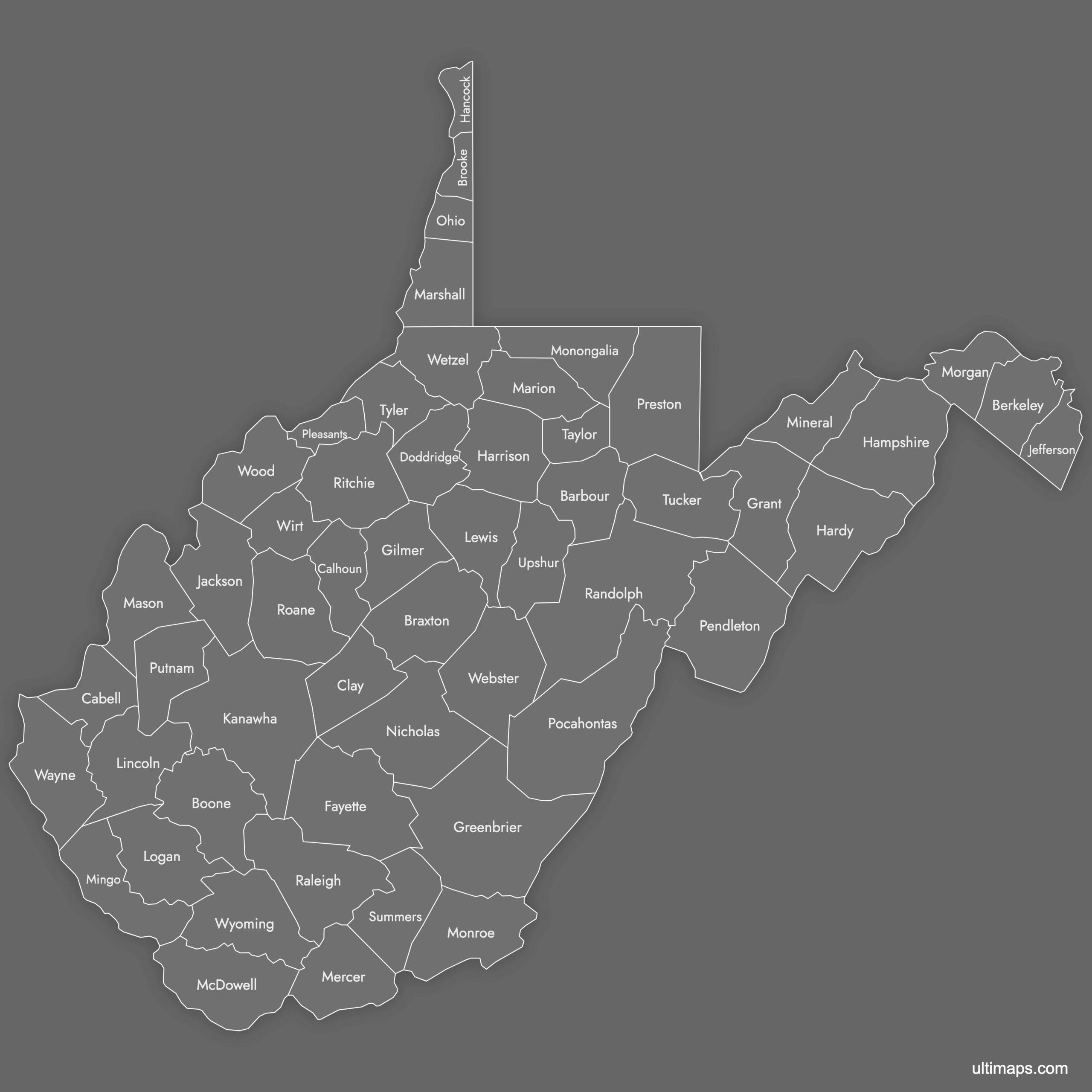 wv county map printable