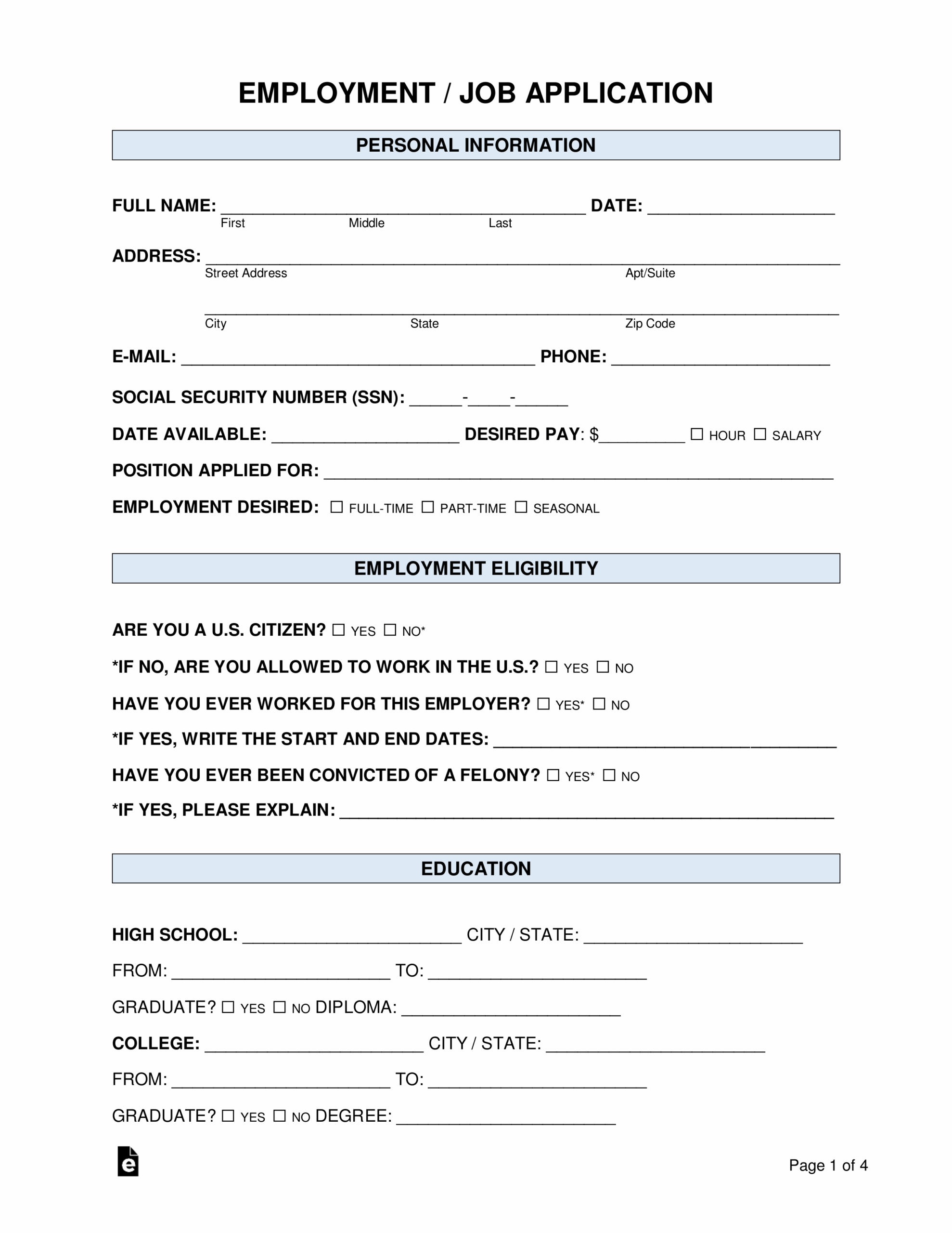Blank Resume Form Adams Application Employment U2261 Fill Out Printable PDF Forms Online Job Application