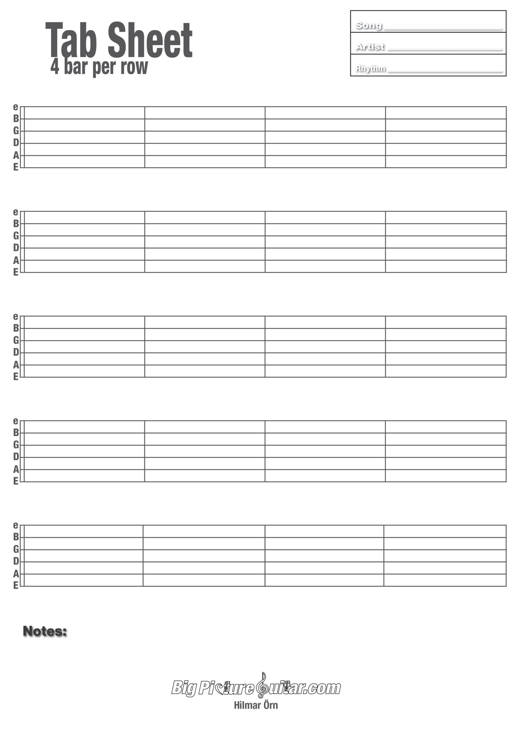 blank guitar music sheets printable