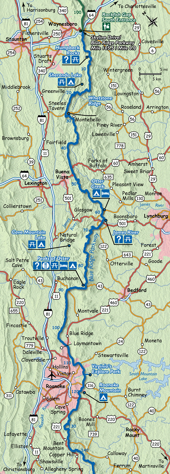 Blue Ridge Parkway Map Blue Ridge Mountains