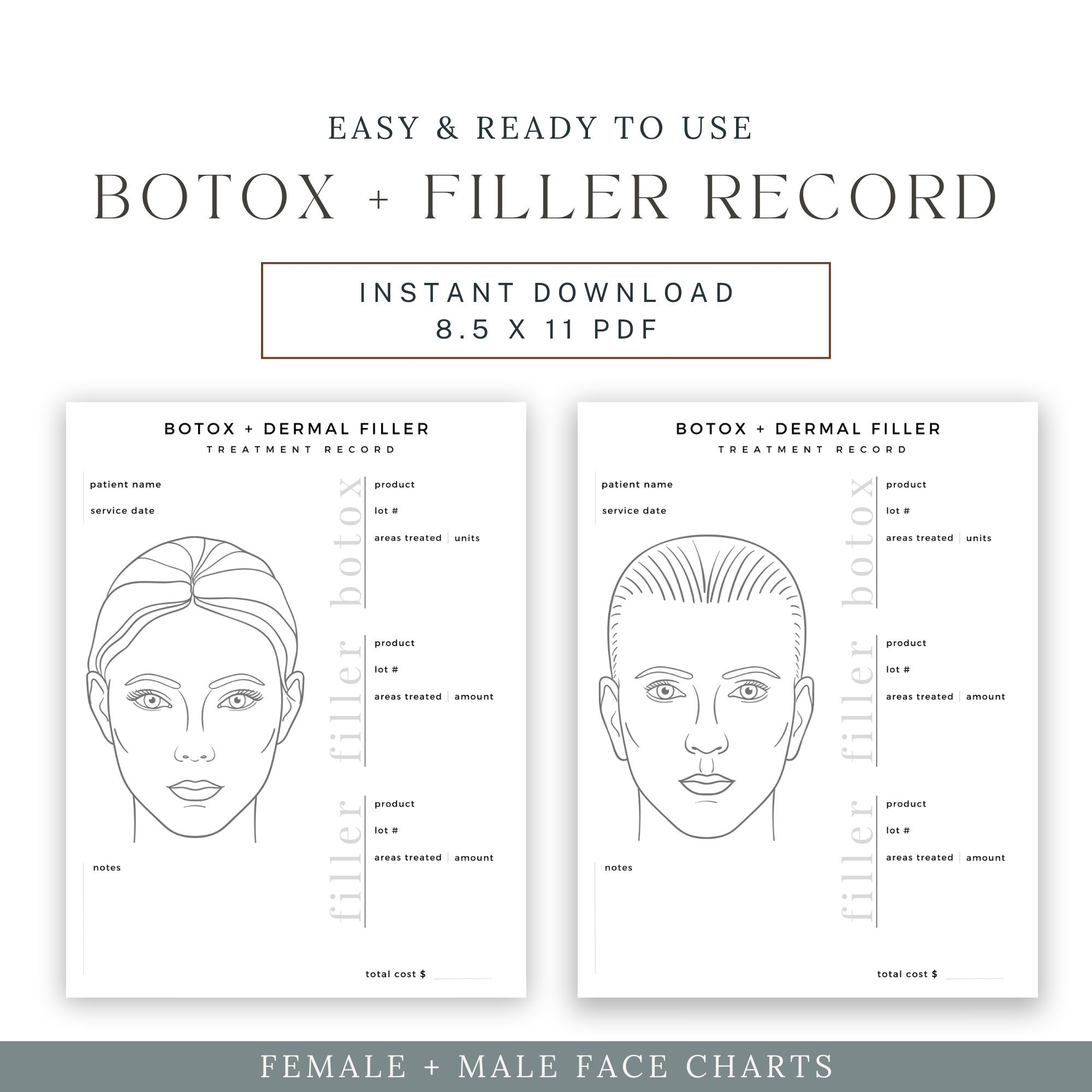 printable botox injection face map