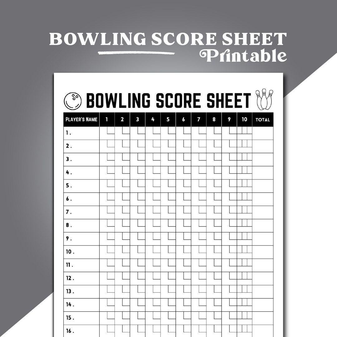 Bowling Score Sheet Printable Bowling Score Card Bowling Scorecard Template Bowling Game Score Recording Printable Bowling Score Pad Etsy