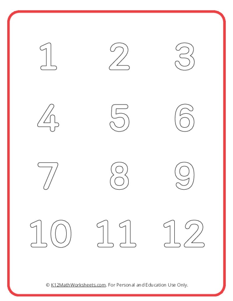 printable number sheets