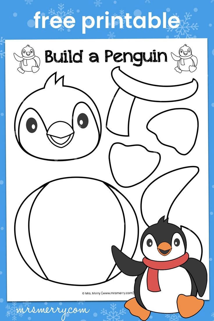 Build A Penguin Template Free Printable For Kids Mrs Merry Kids Activities