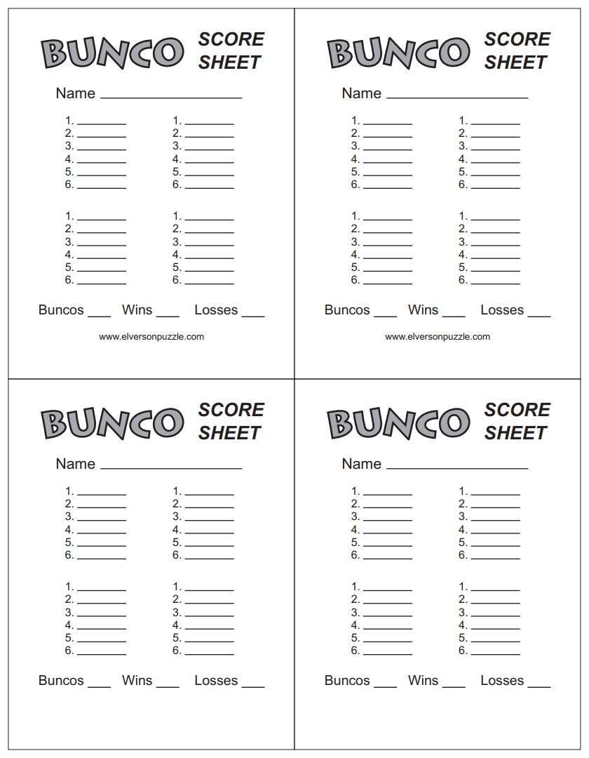 free bunco score sheet printables