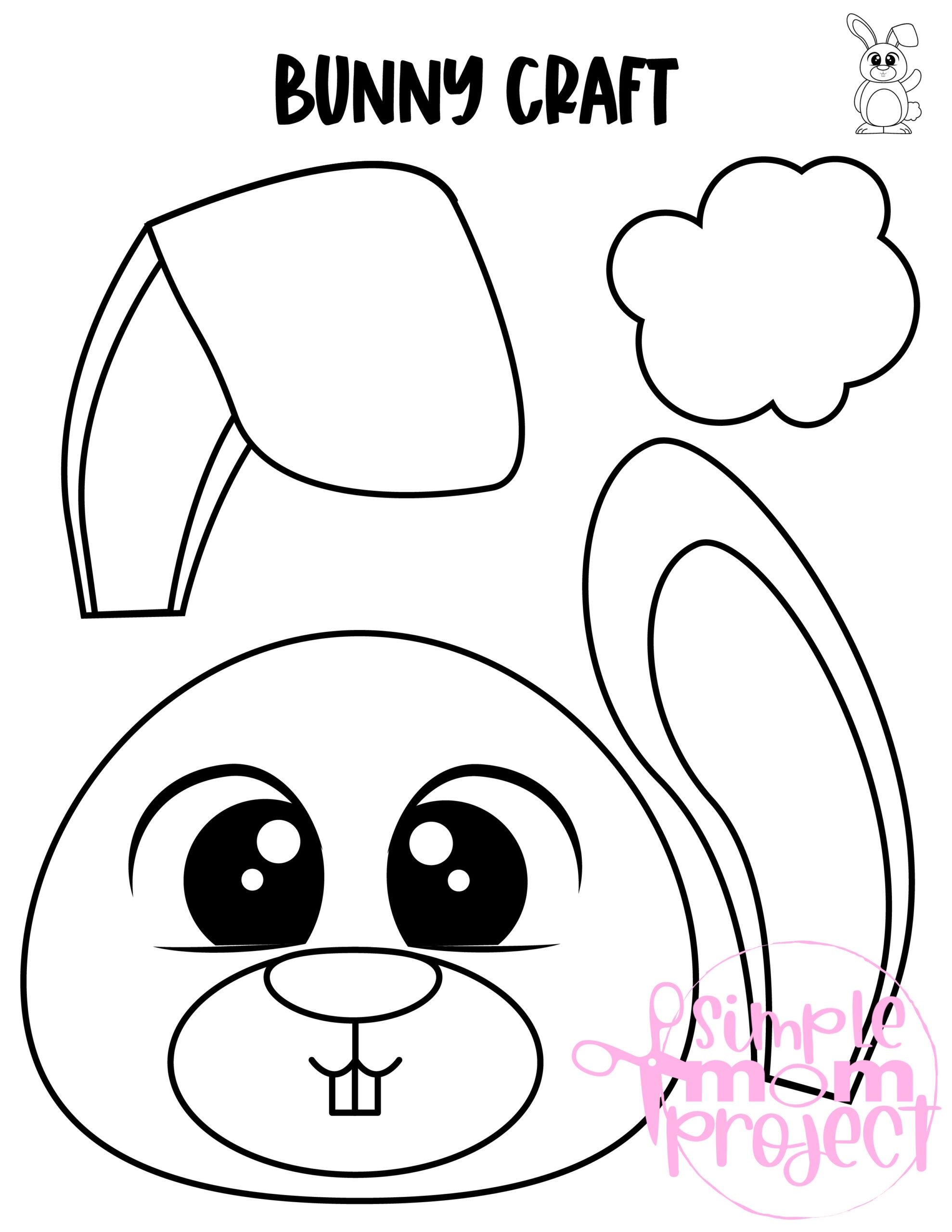 Bunny Rabbit Paper Bag Puppet Printable Craft Template For Kids Simple Mom Project Store